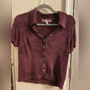 Urban Outfitters Sm short sleeved cardigan shirt, deep purple